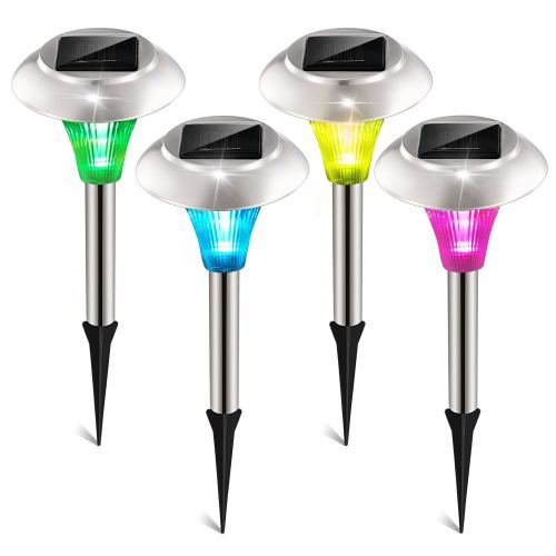 4Packs Solar Garden Lights Outdoor IP44 Waterproof Solar Pathway Lights Color Changing Landscape Lamps 4Packs Solar Garden Lights Outdoor IP44 Waterproof Solar Pathway Lights Color Changing Landscape Lamps
