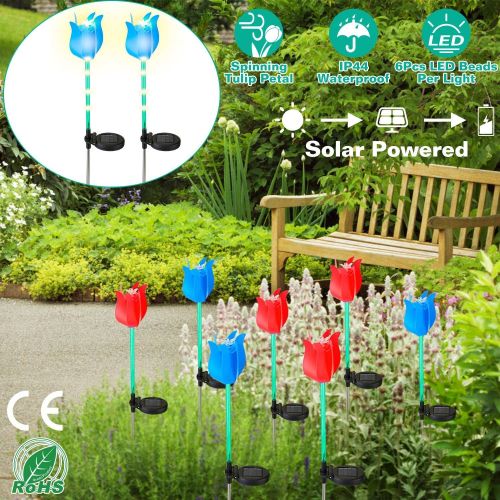2Pcs Solar Powered Tulip Garden Light Wind Mill Waterproof Landscape Stake Lamp 2Pcs Solar Powered Tulip Garden Light Wind Mill Waterproof Landscape Stake Lamp