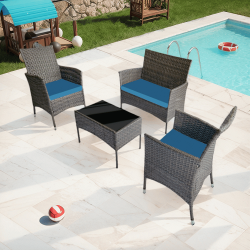 Outdoor Furniture & Patio Set - Patio Furniture Set 4 Pieces - Rattan Wicker Sofa & Patio chairs Ensemble - Ideal for Garden, Deck, Yard, Pool Outdoor Furniture & Patio Set - Patio Furniture Set 4 Pieces - Rattan Wicker Sofa & Patio chairs Ensemble - Ideal for Garden, Deck, Yard, Pool